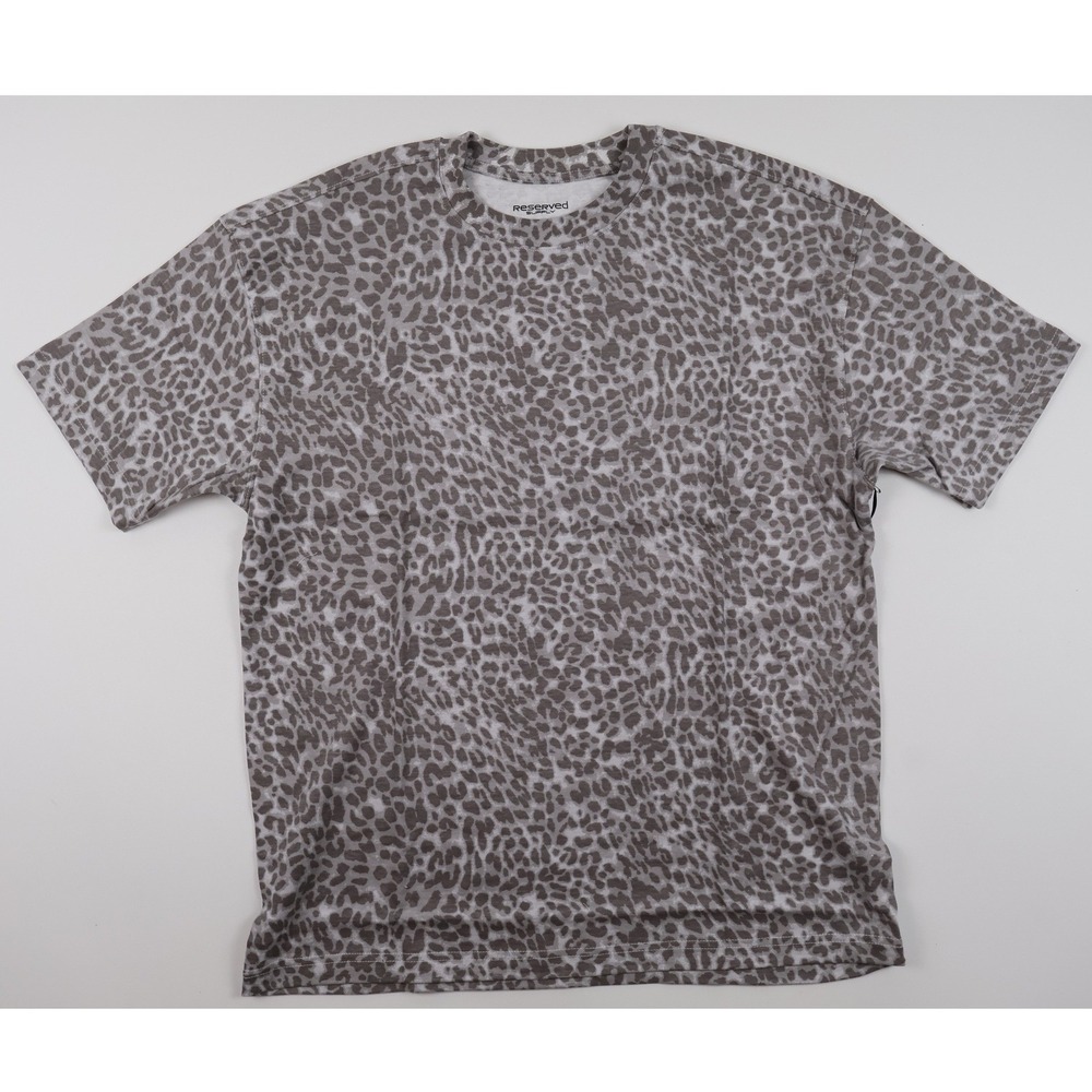Reserved Supply T Shirt Premium Oversize Grey Leopard Print Medium Cotton NWT